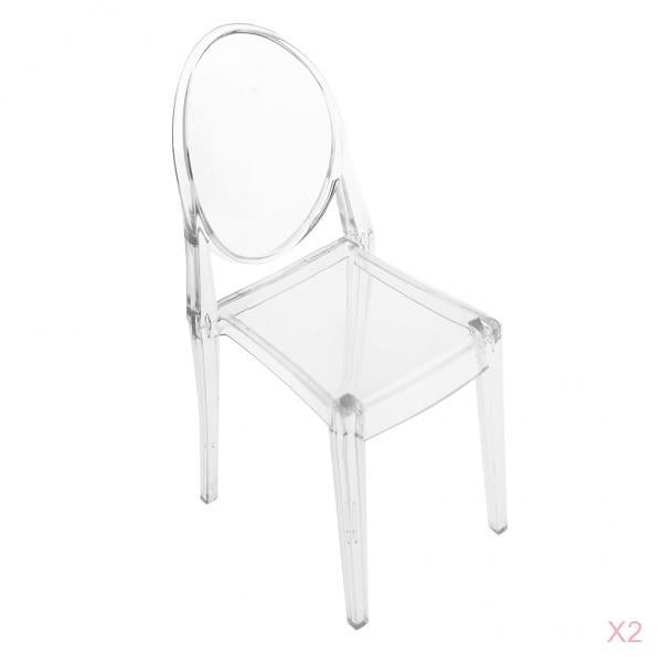 2 Piece 1/6 Plastic Dining Chair Furniture for Doll Clear Chair