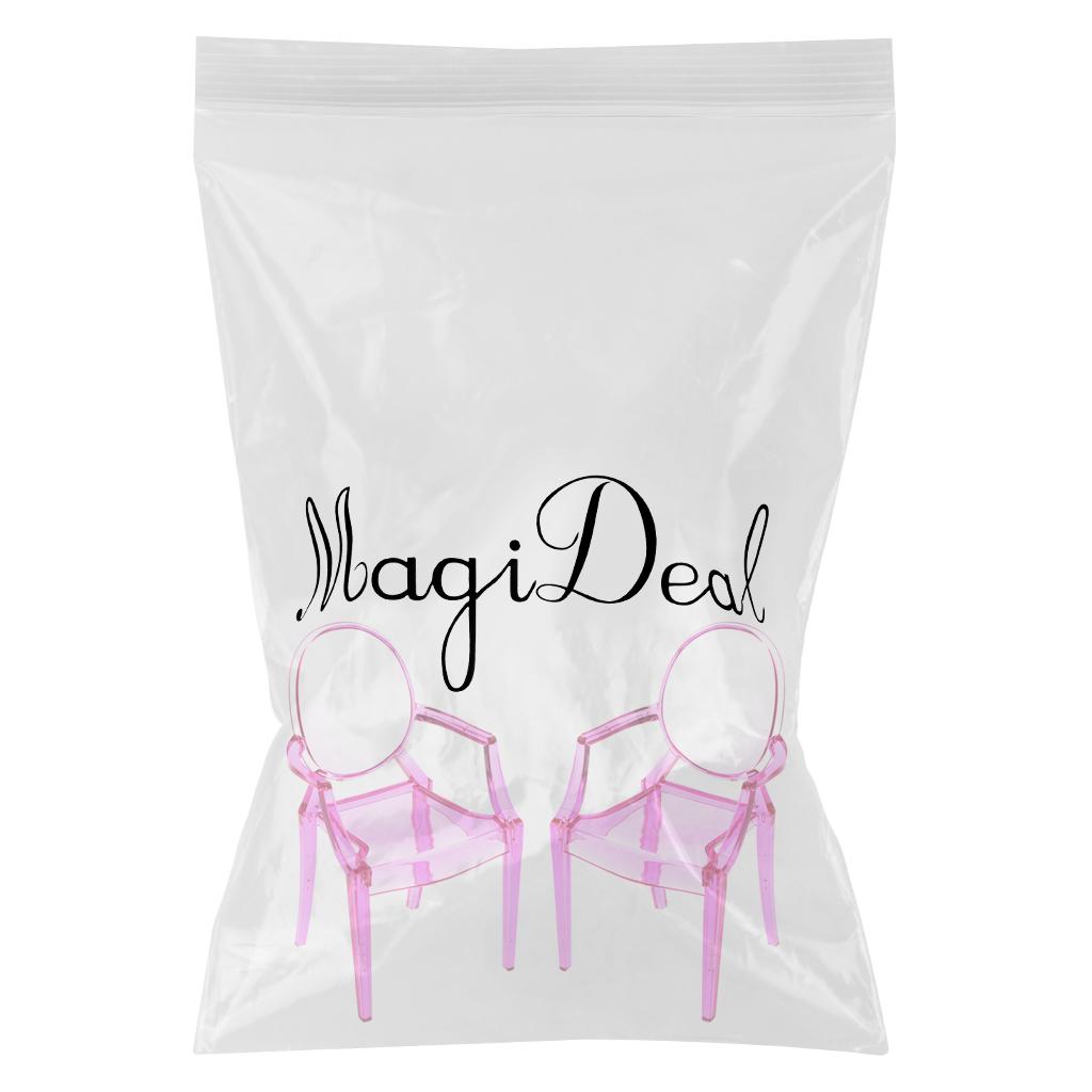 2 Pieces 1/6 Dining Chair Furniture for Doll Fuchsine Armchair
