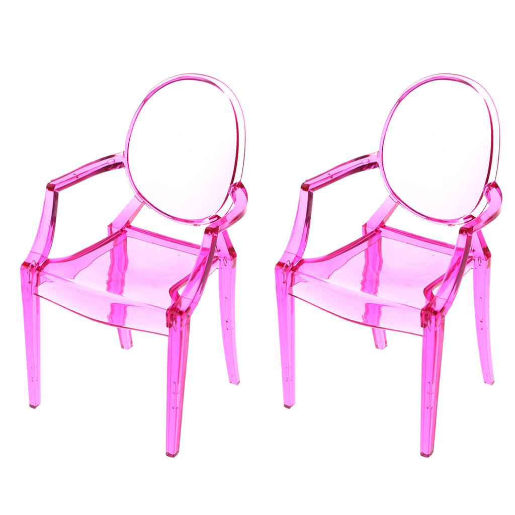 2 Pieces 1/6 Dining Chair Furniture for Doll Fuchsine Armchair