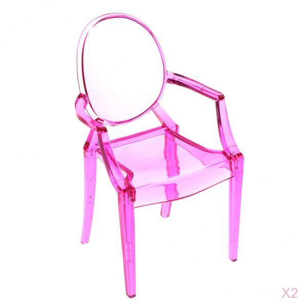2 Pieces 1/6 Dining Chair Furniture for Doll Fuchsine Armchair