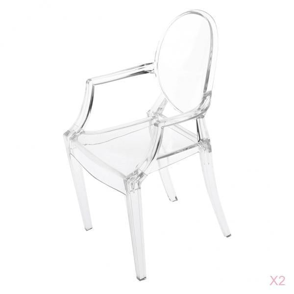 2 Pieces 1/6 Dining Chair Furniture for Barbie Doll Clear Armchair