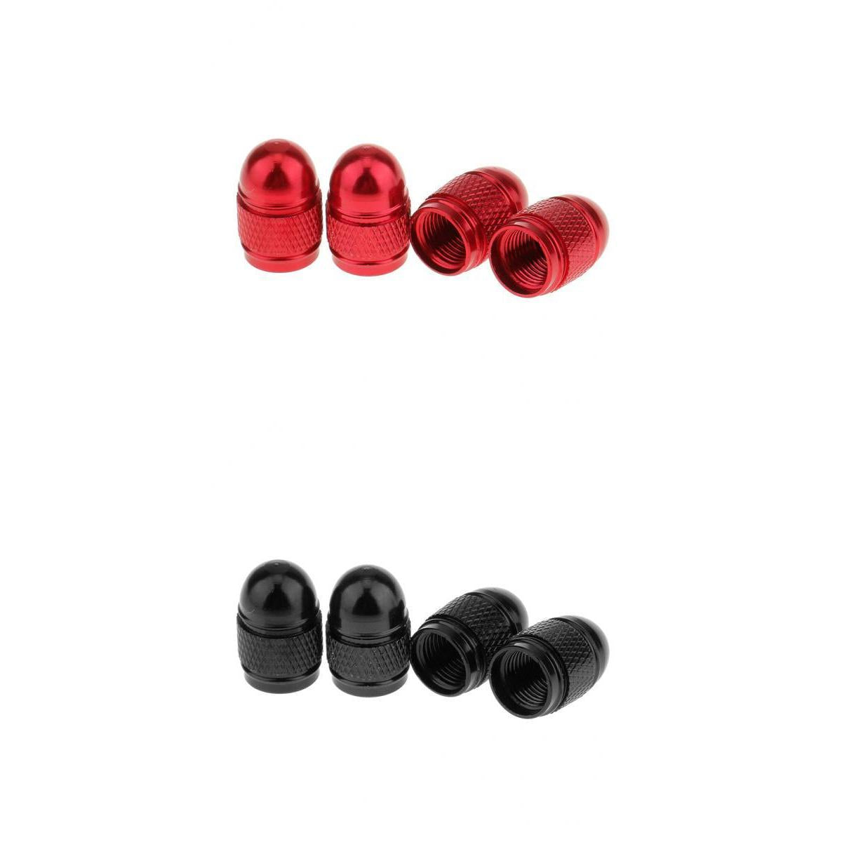 8 Pieces Red Black Aluminum Tire Valve Stem Air Port Cover Cap