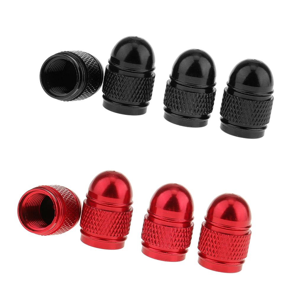 8 Pieces Red Black Aluminum Tire Valve Stem Air Port Cover Cap