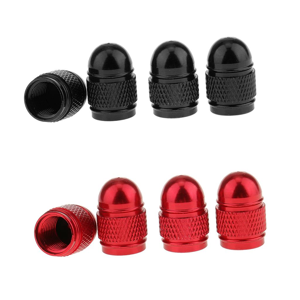 8 Pieces Red Black Aluminum Tire Valve Stem Air Port Cover Cap