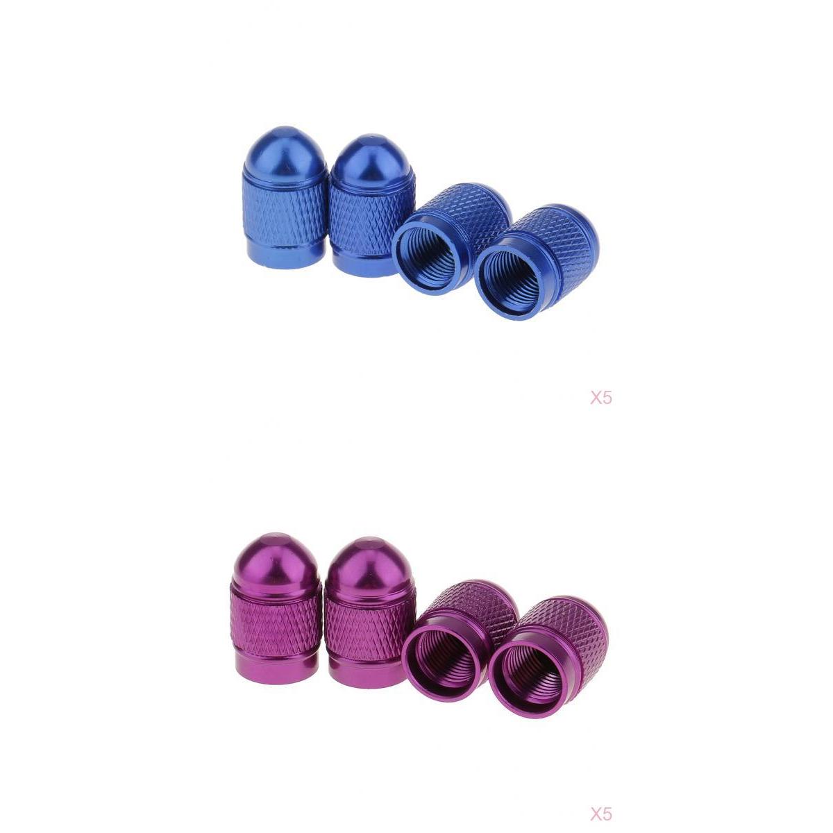 40 Pieces Blue Purple Aluminum Tire Valve Stem Air Port Cover Cap