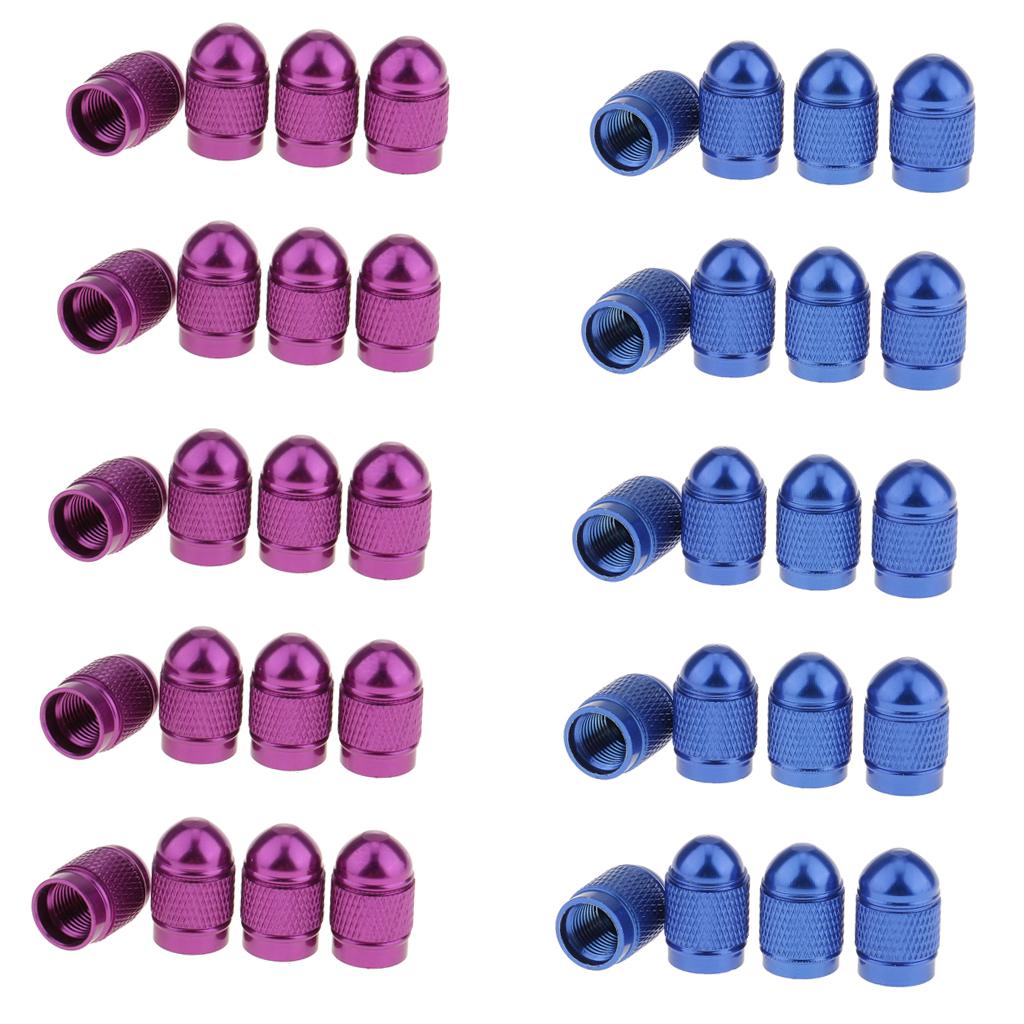 40 Pieces Blue Purple Aluminum Tire Valve Stem Air Port Cover Cap