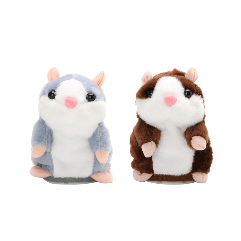 2-piece Funny Plush Talking Hamster Toy Speech Recorder Nod Mimicry Repeat