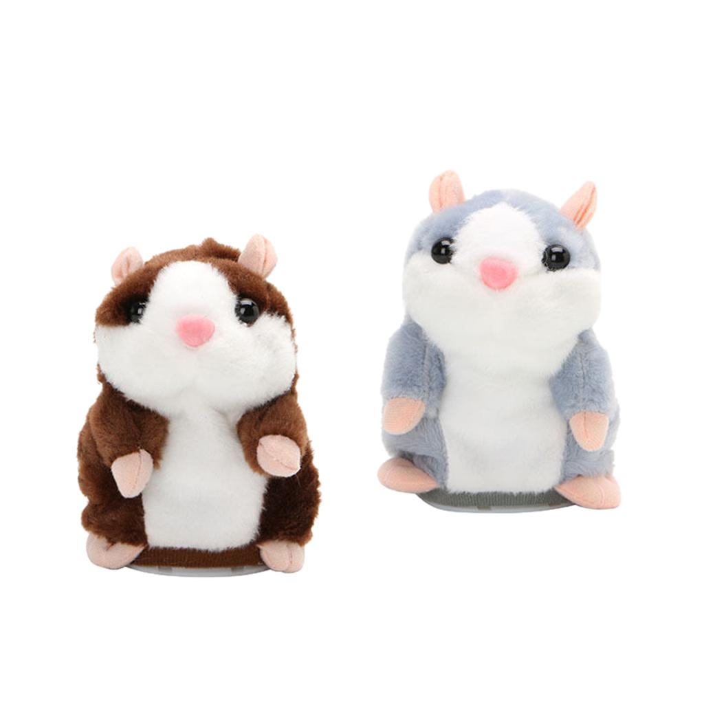 2-piece Funny Plush Talking Hamster Toy Speech Recorder Nod Mimicry Repeat
