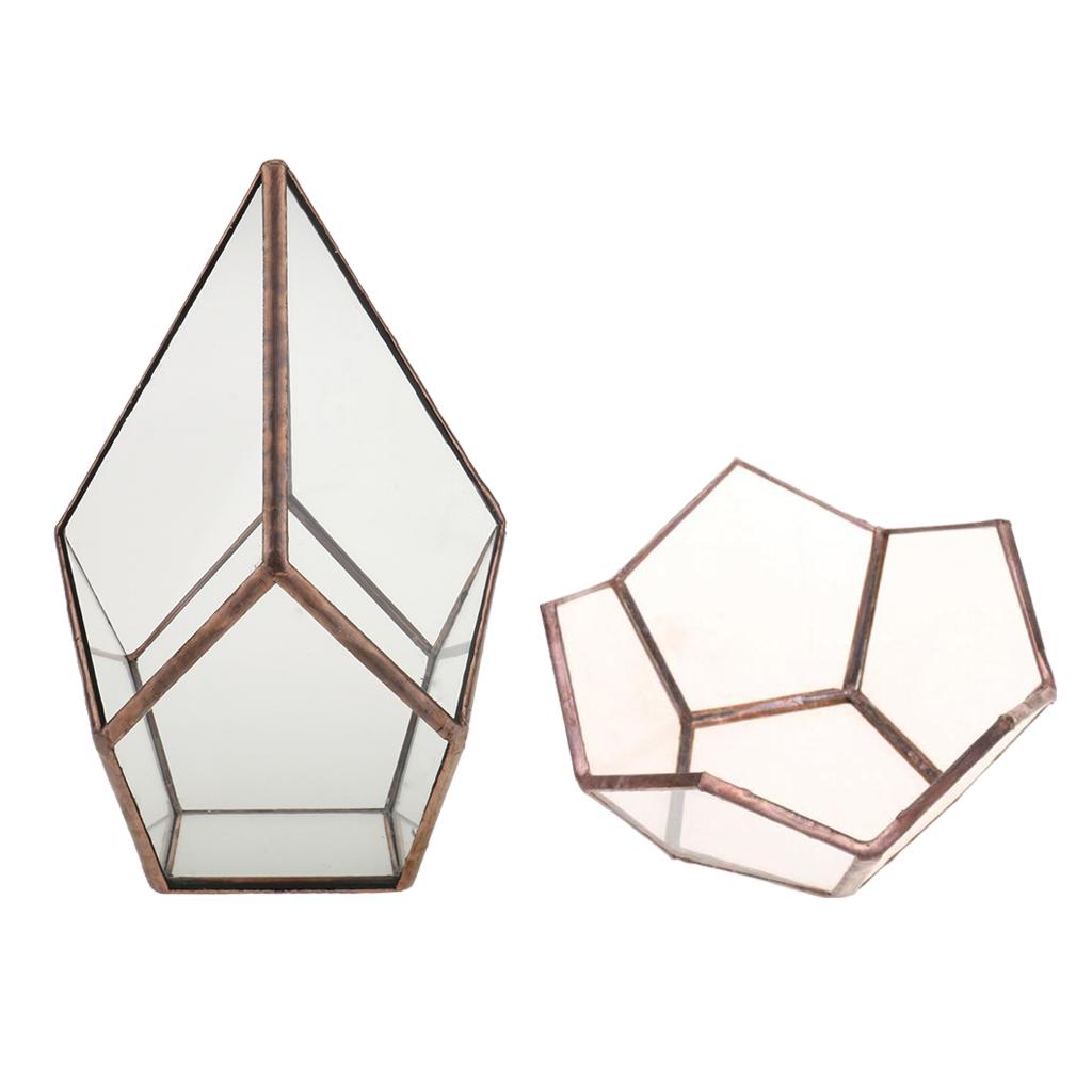 2 Pieces Air Planter Succulent Diamond Glass Geometric Terrarium Home Decor