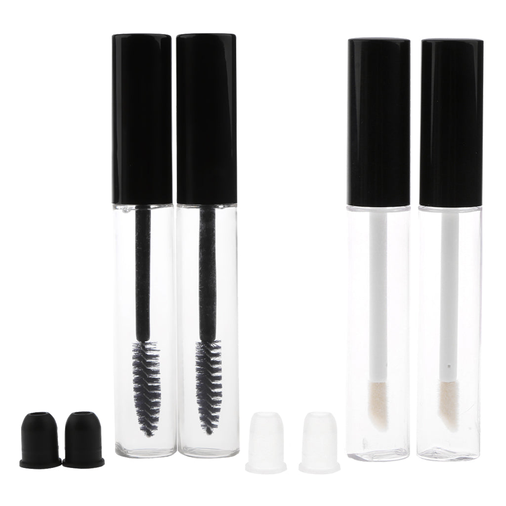 4Pieces 10ml Empty Mascara Eyelash Growth Lip Gloss Bottle Liquid Tube Clear
