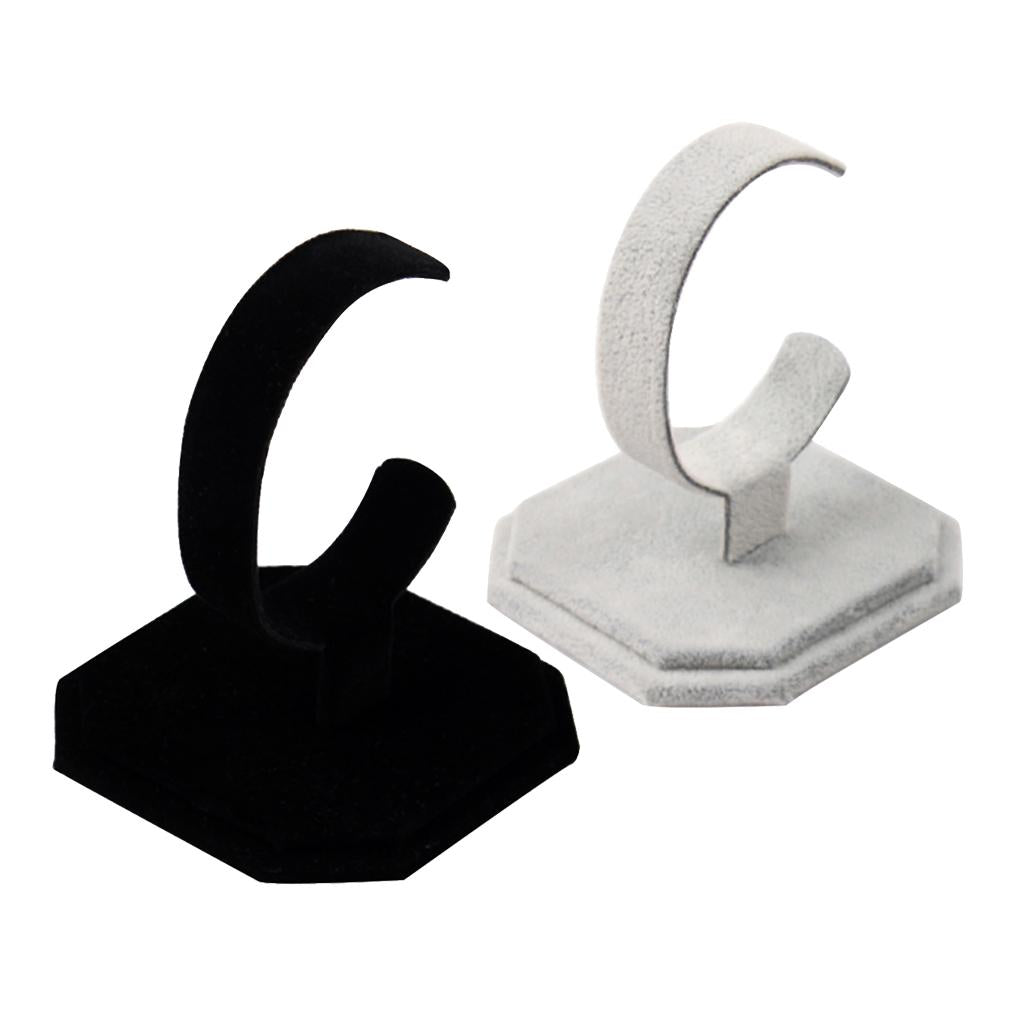 2Pcs C Type Bracelet Display Rack Velvet Bangle Brace Watch Stand Holder