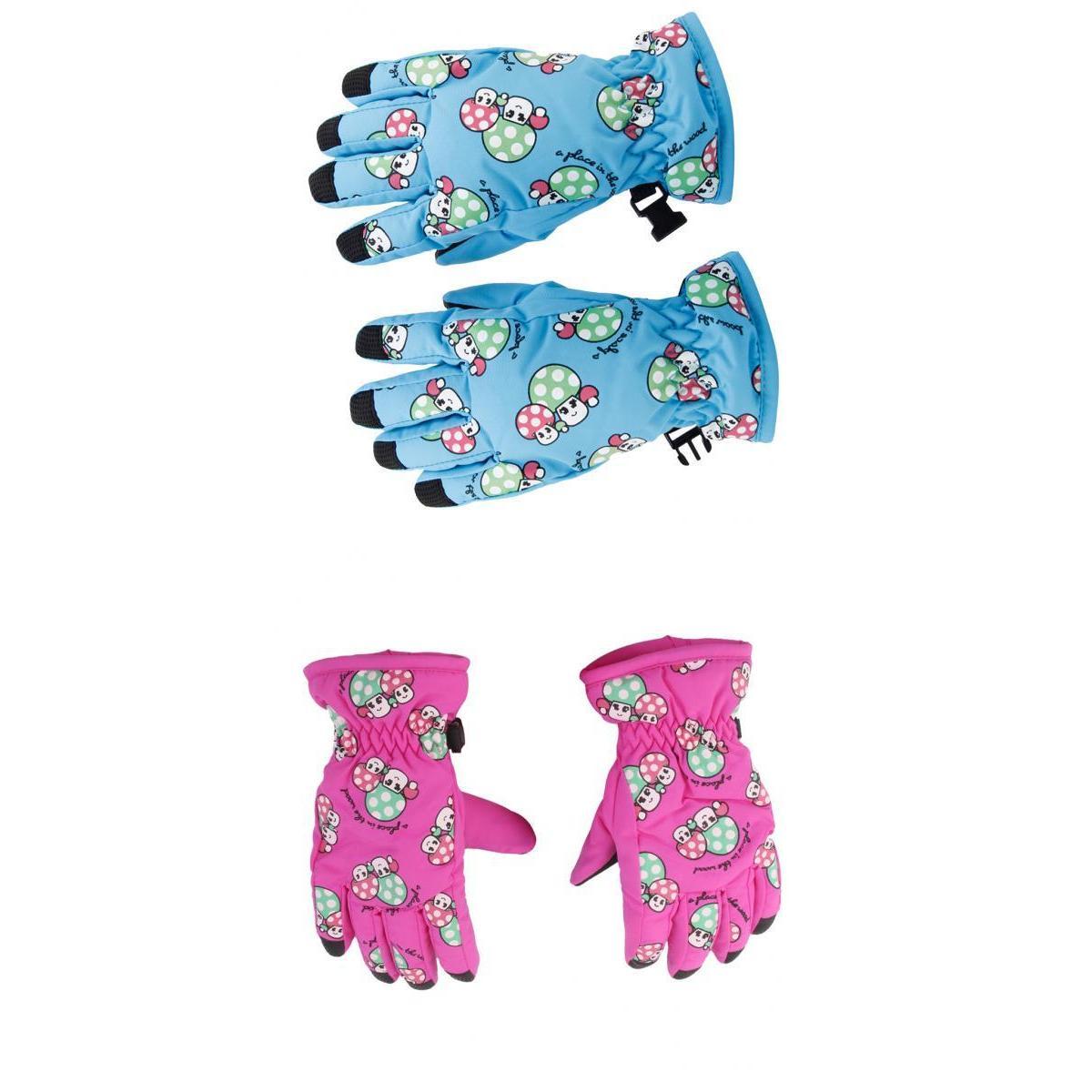2 Pairs Anti-slip Winter Warm Waterproof Windproof Ski Gloves for Kids