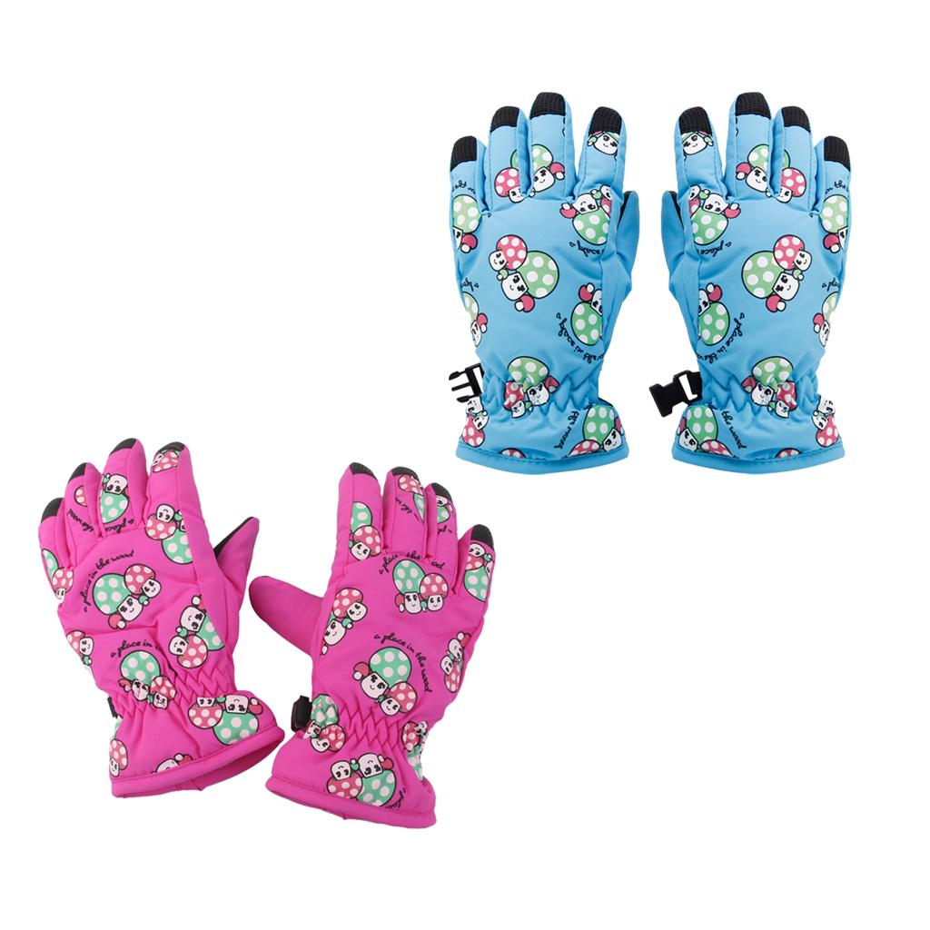 2 Pairs Anti-slip Winter Warm Waterproof Windproof Ski Gloves for Kids