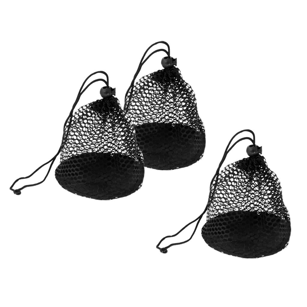 3 Pieces Durable Nylon Mesh Net Bag Carry Bag for Golf Ball Tennis Ball
