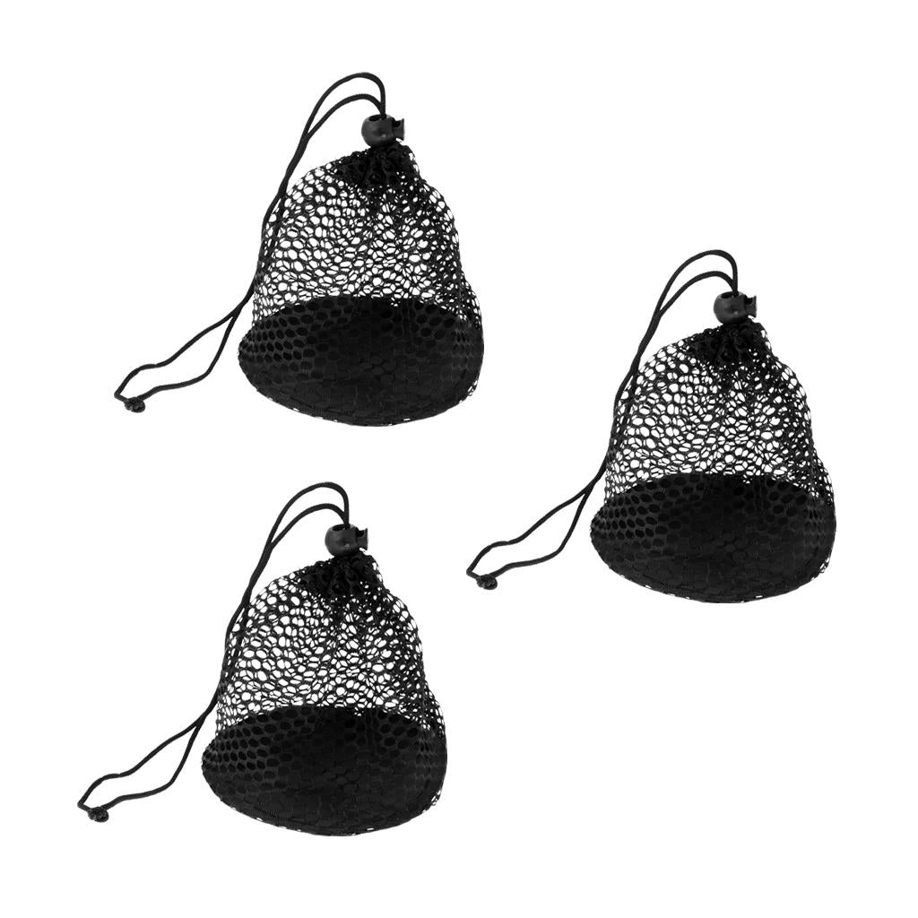 3 Pieces Durable Nylon Mesh Net Bag Carry Bag for Golf Ball Tennis Ball