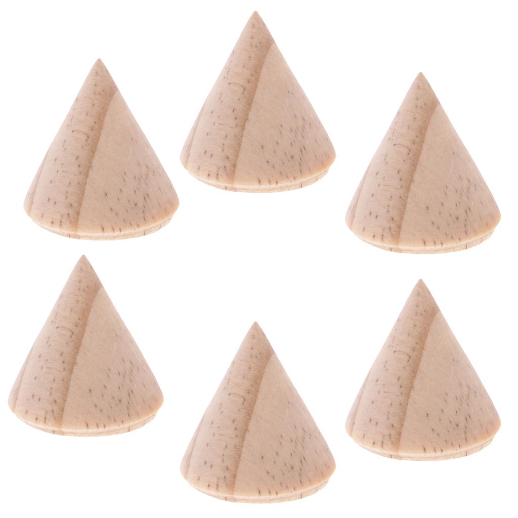 6 Pieces Unpainted Plain Cone Wooden Ring Jewelry Display Organizer Rack