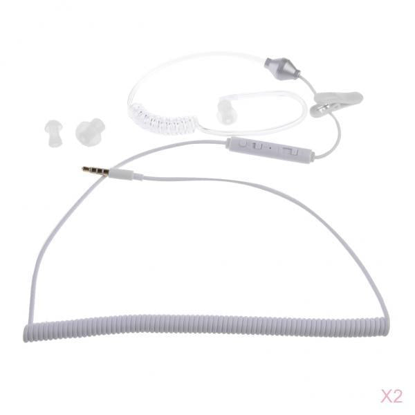 2 Pieces 3.5mm Air Tube Curly Wired Earphone Anti-radiation Headsets & Mic