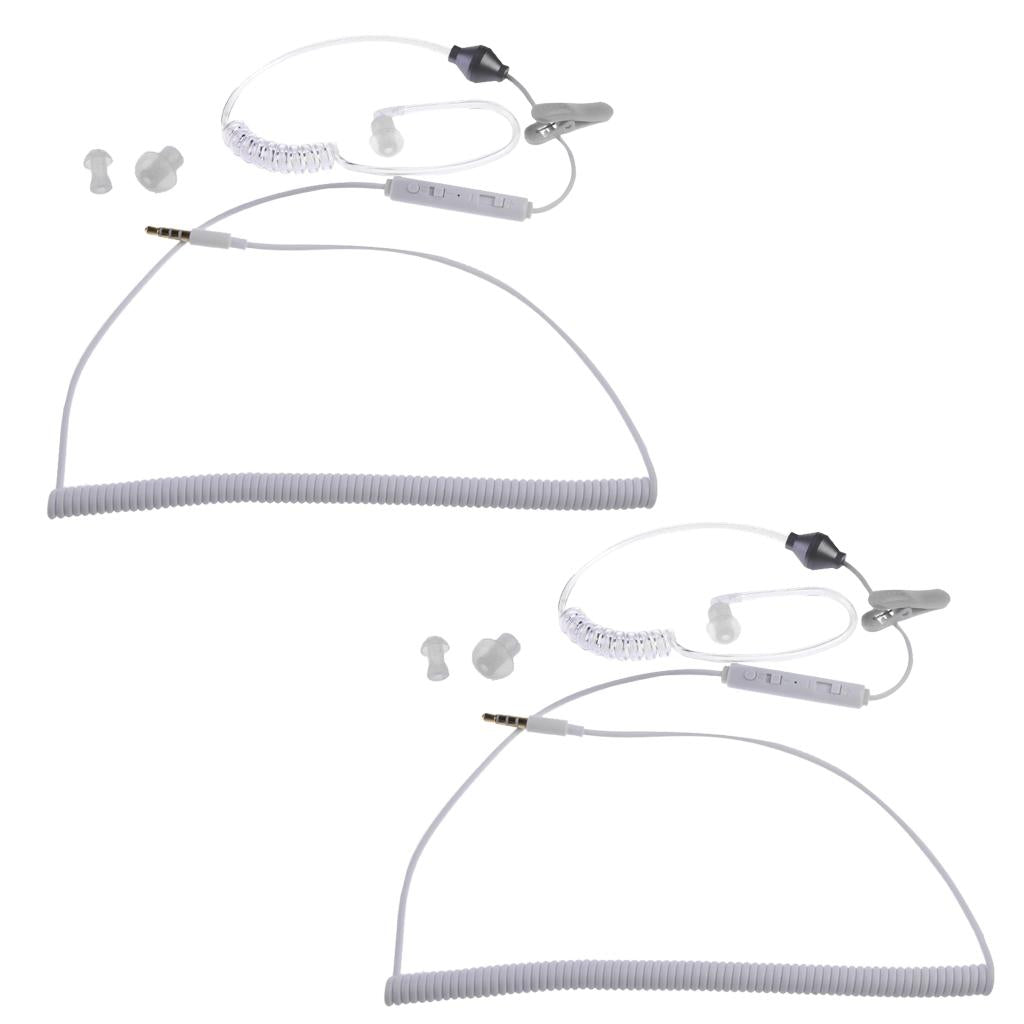 2 Pieces 3.5mm Air Tube Curly Wired Earphone Anti-radiation Headsets & Mic