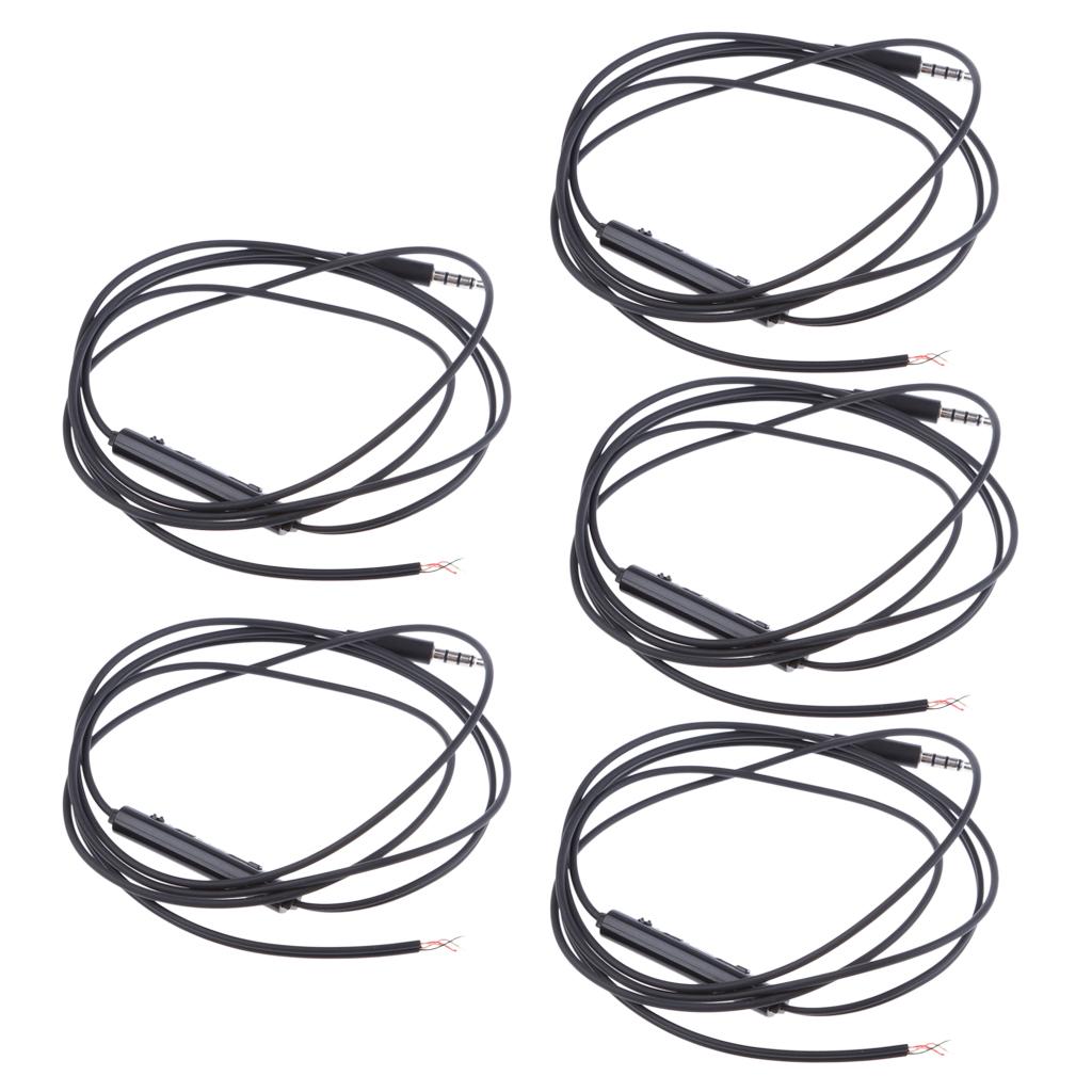 5Pieces 3.5mm DIY Earphone Audio Cable and Mic Volume Control Headphone Wire