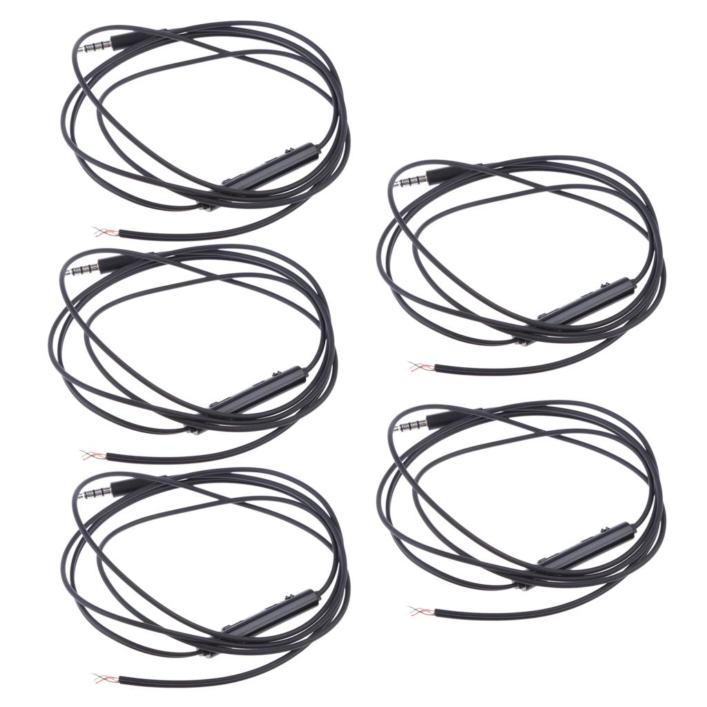 5Pieces 3.5mm DIY Earphone Audio Cable and Mic Volume Control Headphone Wire