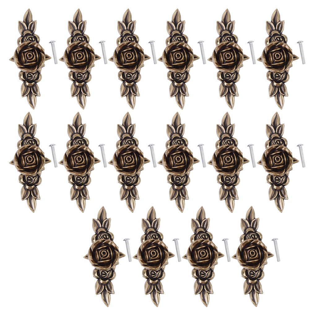 16 Pieces Vintage Retro Style Pulls Rose Furniture Hardware for Cabinet Door
