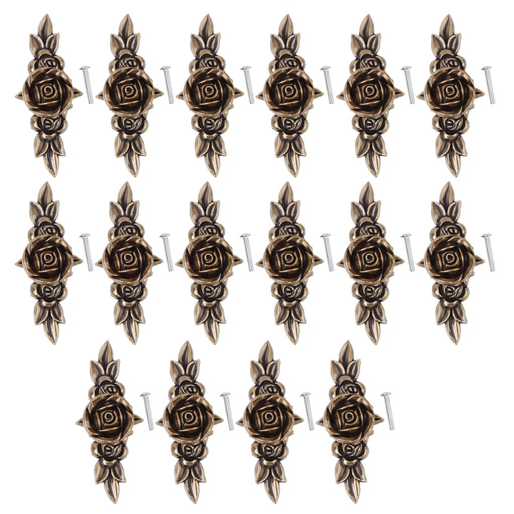 16 Pieces Vintage Retro Style Pulls Rose Furniture Hardware for Cabinet Door