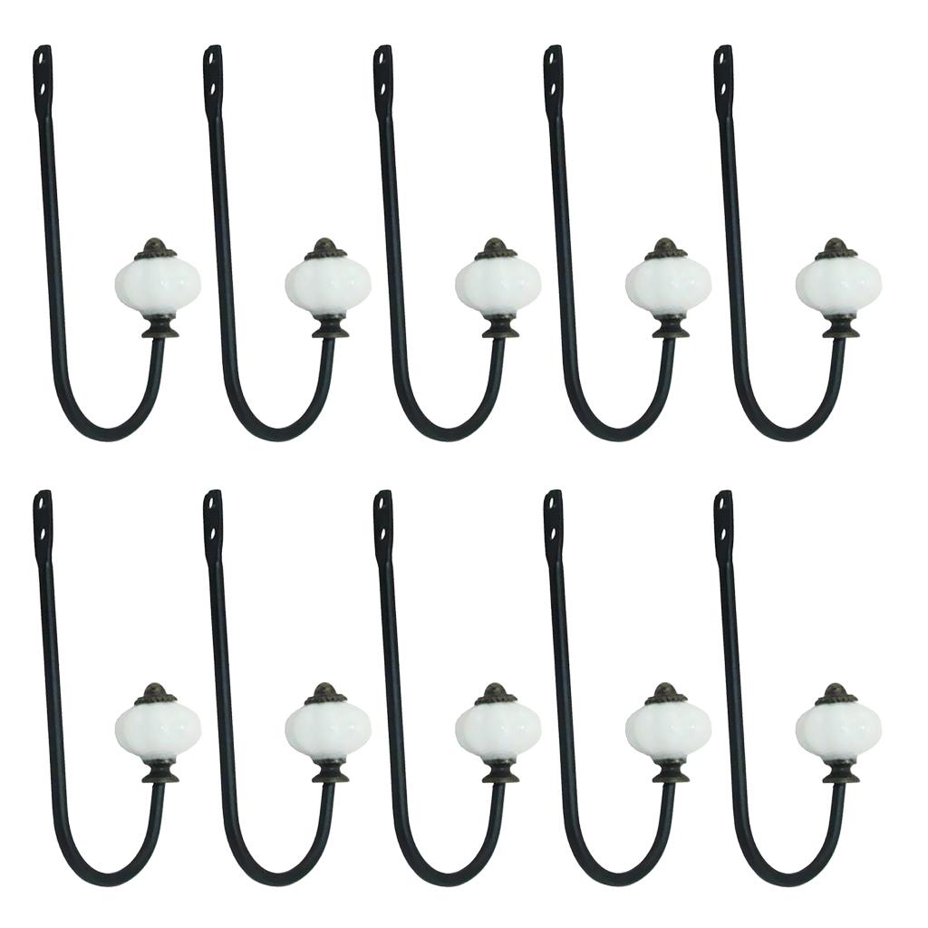10 Pieces European Style Ceramic Head Door Wall Hooks Holder Towel Hanger