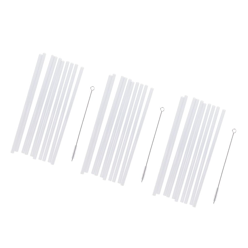 30x Reusable Hard Drinking Straws + 3x Cleaning Brush Birthday Party Decor