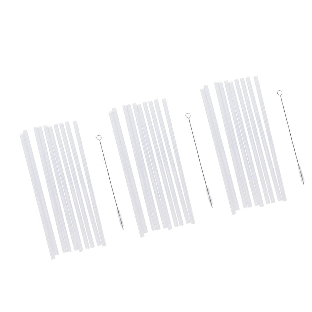 30x Reusable Hard Drinking Straws + 3x Cleaning Brush Birthday Party Decor