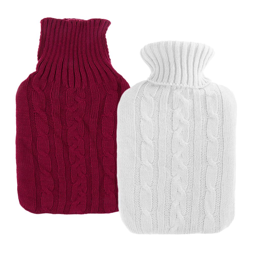 2 Piece Thick Knitted Cover Case For 2000ml Rubber Hot Water Bottle Bag