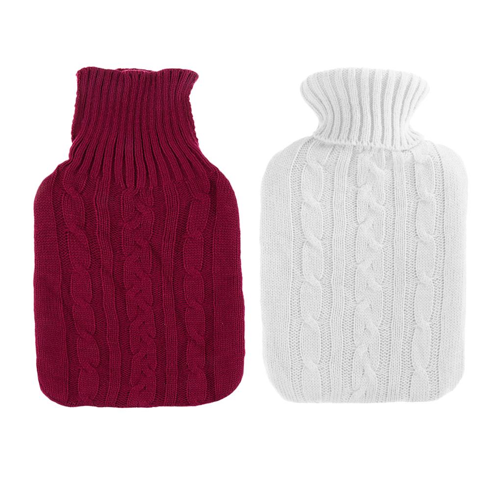 2 Piece Thick Knitted Cover Case For 2000ml Rubber Hot Water Bottle Bag