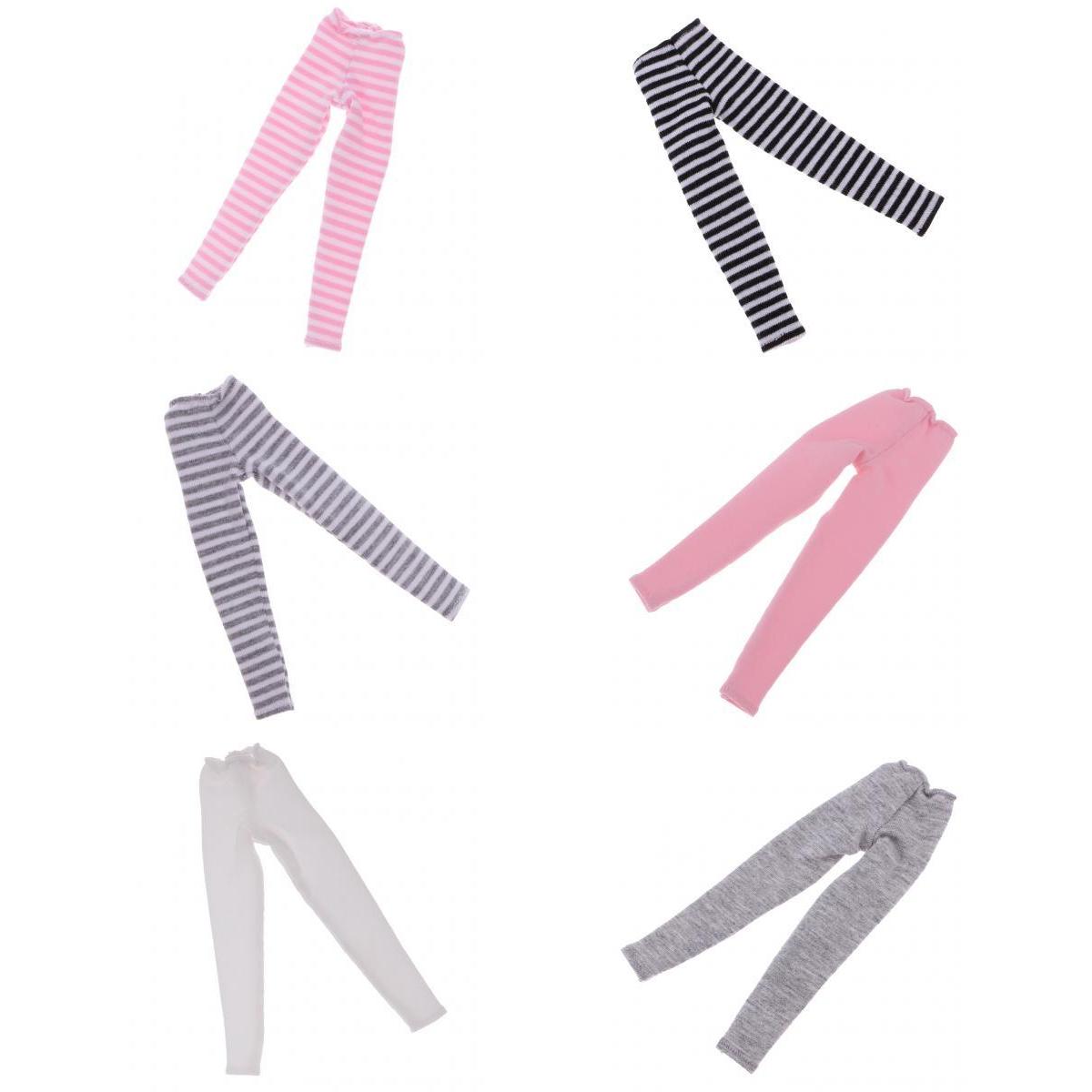 6 Pieces Striped Leggings Long Socks Pants Dress Up for 12 Blythe BJD Doll"