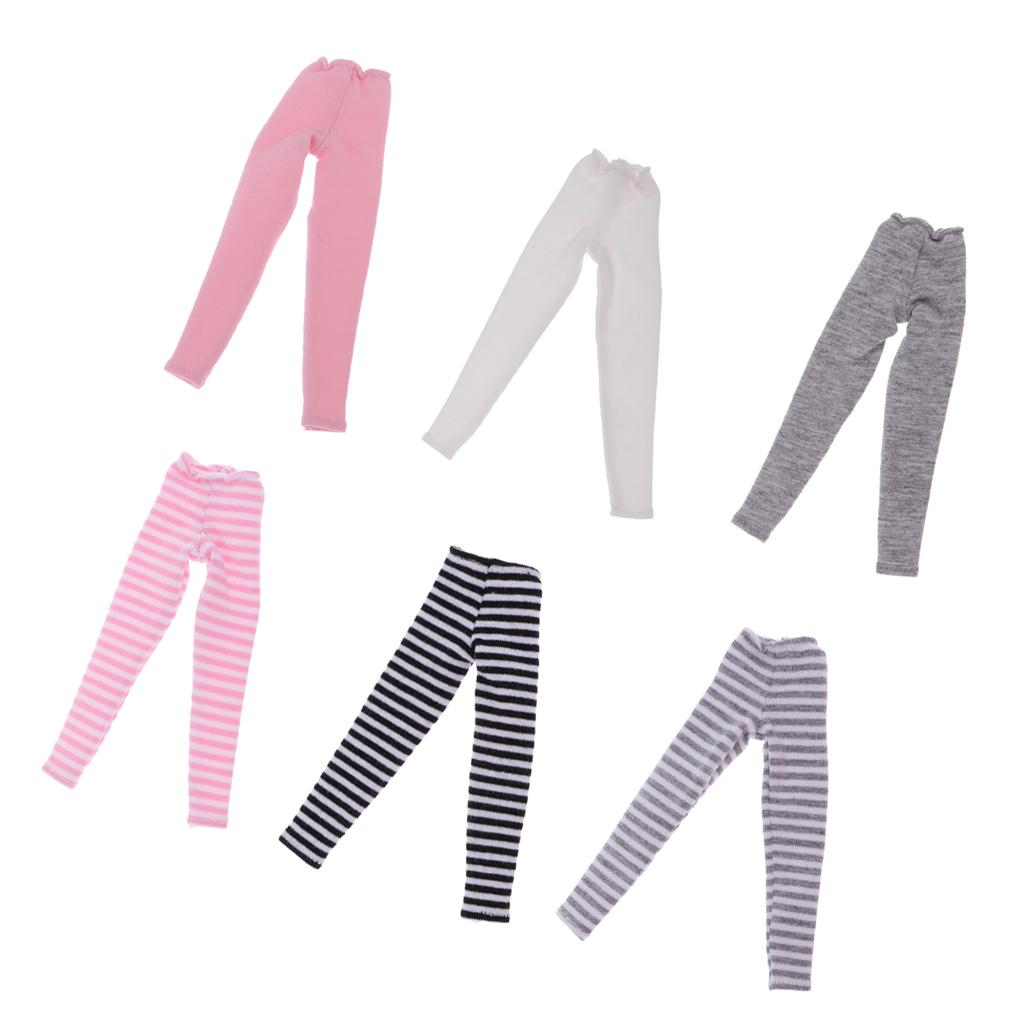 6 Pieces Striped Leggings Long Socks Pants Dress Up for 12 Blythe BJD Doll"