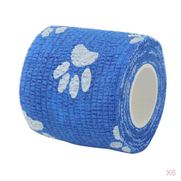 6 Pcs Cat Dog Pet Cohesive Bandage Gauze Tape Care Wrap Claws Print