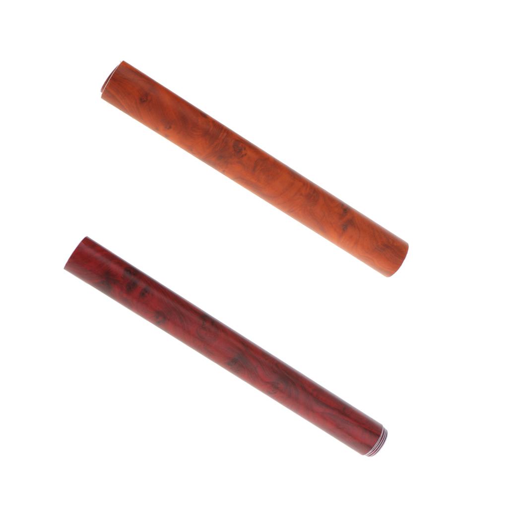 1 Pair 40''x17'' Wood Grain Textured Car Wrap Sticker Decal Sheet Red+Orange