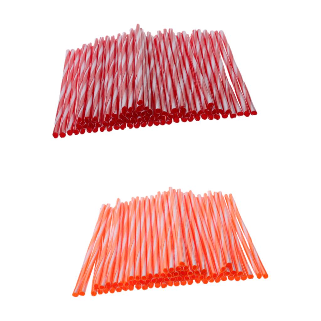 150Pcs 24cm Motocycle Wheel Rim Spoke Wraps Skins Cover Red and Orange