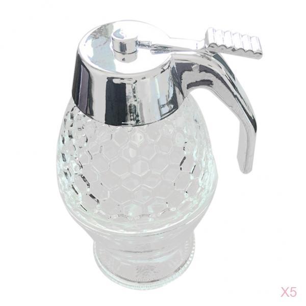 5x200ml Honey Syrup Dispenser Jar Holds Cup Container Kitchen Storage