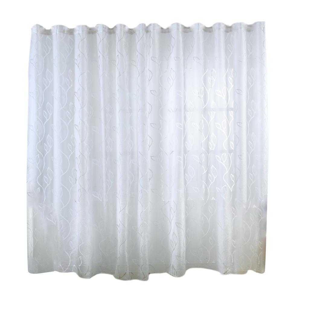 2Pcs Window Tulle Voile Bubble Leaf Curtain Panel 100x270cm White