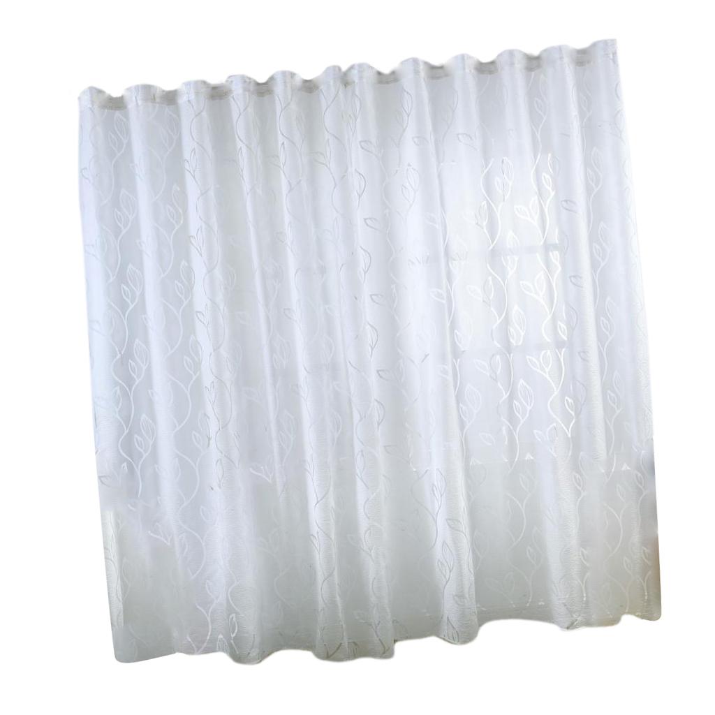 2Pcs Window Tulle Voile Bubble Leaf Curtain Panel 100x270cm White