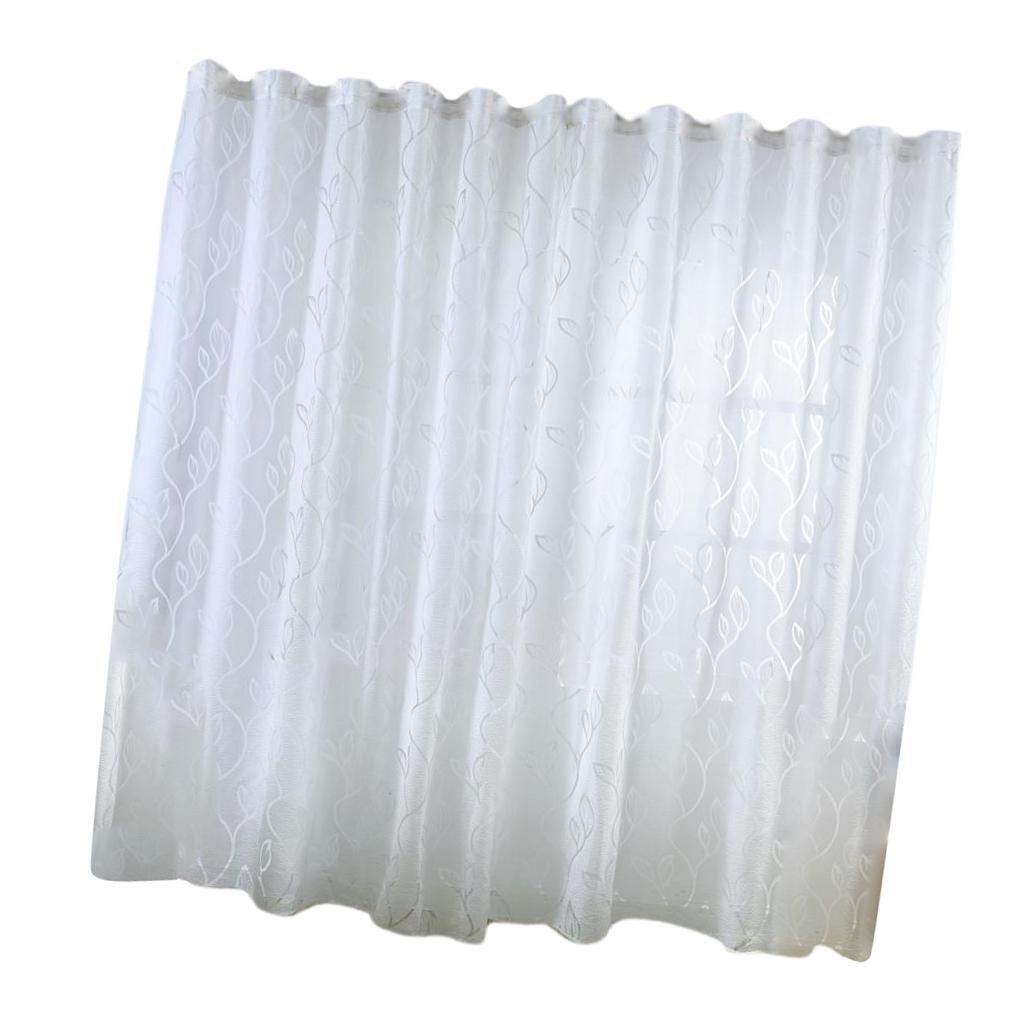 2Pcs Window Tulle Voile Bubble Leaf Curtain Panel 100x270cm White