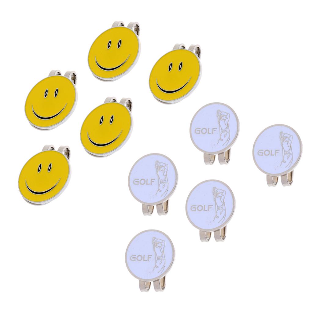 10 Pieces Smile Face Golfer Magnetic Cap Visor Clip Golf Ball Markers Gifts
