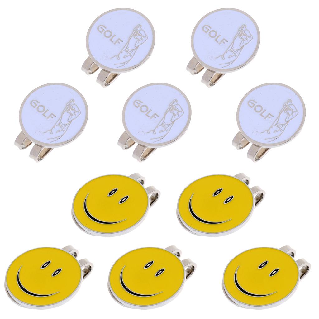10 Pieces Smile Face Golfer Magnetic Cap Visor Clip Golf Ball Markers Gifts