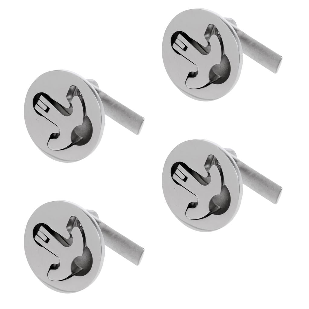 4 Pack Stainless Steel Boat Hatch Turning Lock Latch Pull Lift Ring T-Handle