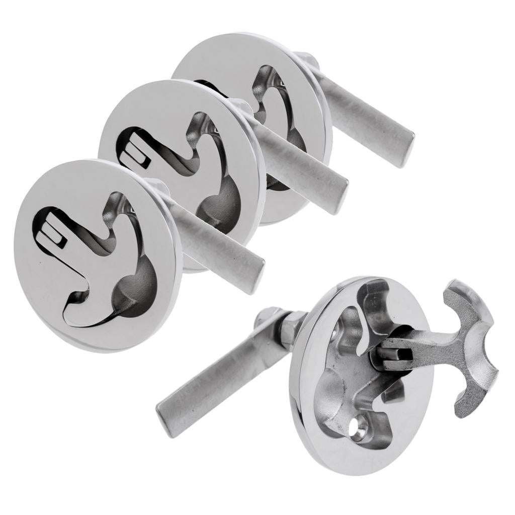 4 Pack Stainless Steel Boat Hatch Turning Lock Latch Pull Lift Ring T-Handle