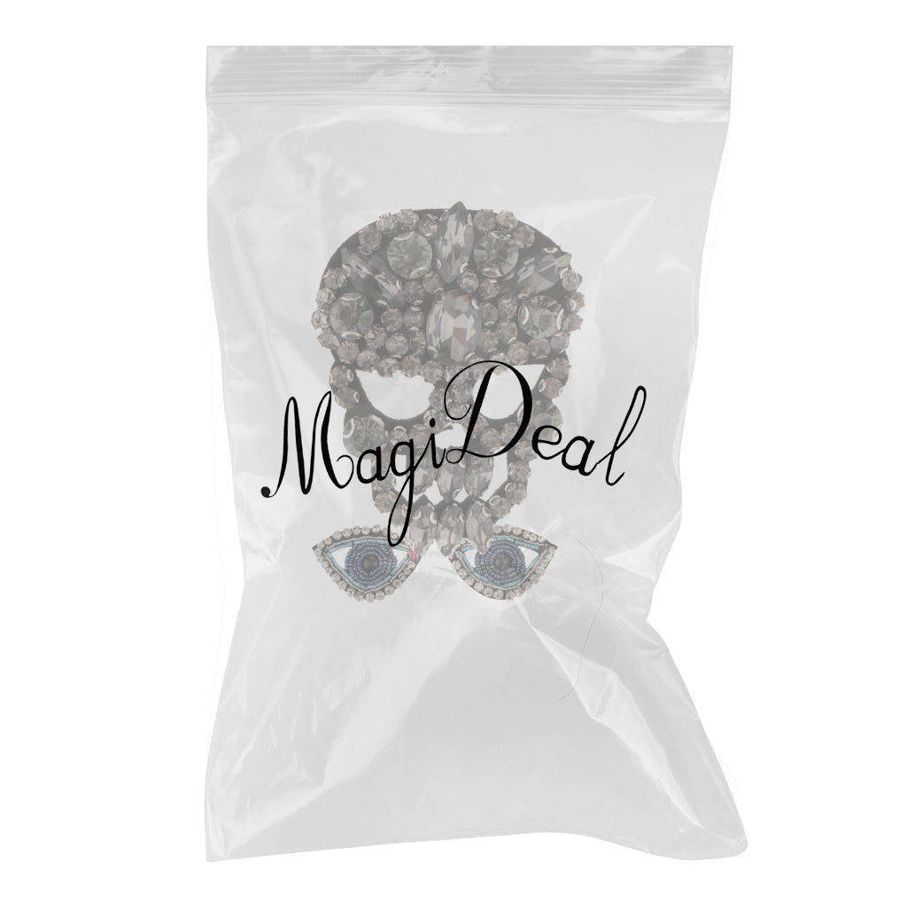 3 Pieces Beaded Eyes and Rhinestone Skull Applique Sew on Patches