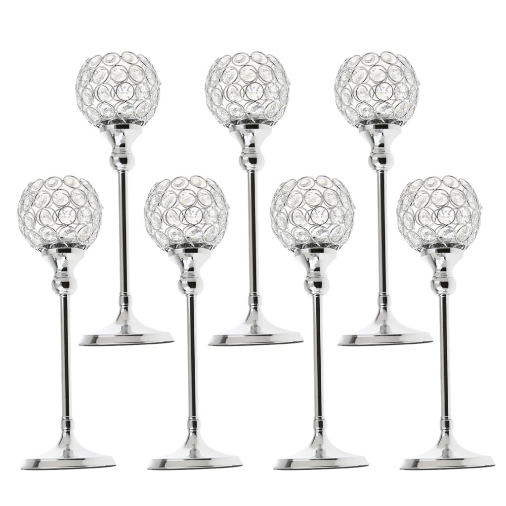 7 Pieces Globe Pillar Votive Candle Holder Wedding Banquet Centerpieces 35cm