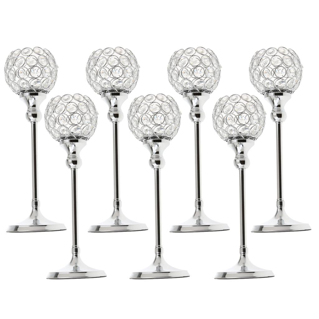 7 Pieces Globe Pillar Votive Candle Holder Wedding Banquet Centerpieces 35cm