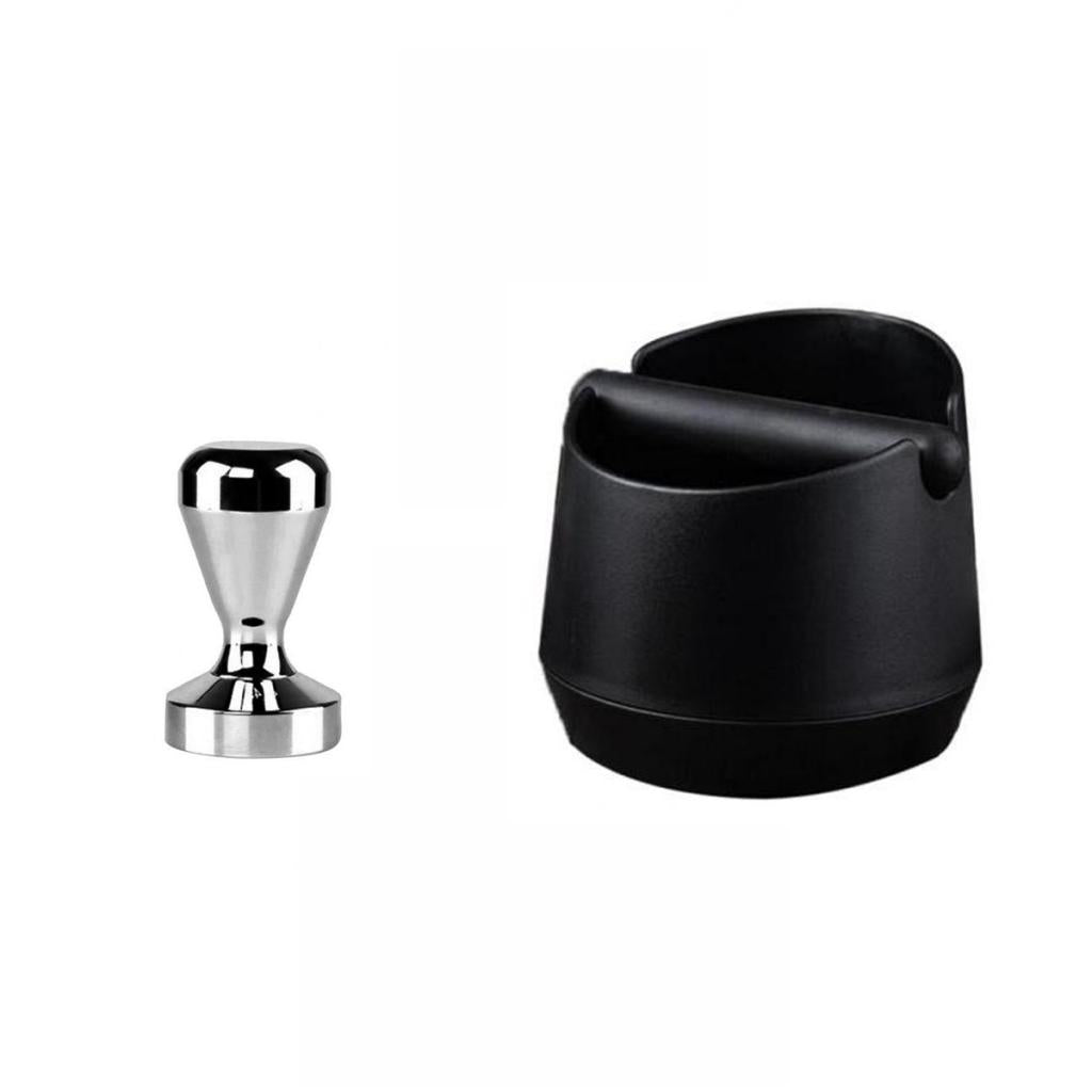Black Coffee Knock Box Handled Bucket Espresso Grinds Waste Bin with Tamper