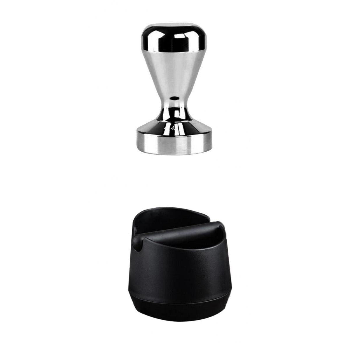 Black Coffee Knock Box Handled Bucket Espresso Grinds Waste Bin with Tamper
