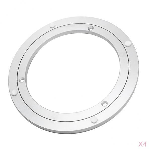 4 Pieces 16inch Aluminum Alloy Round Rotating Turntable Bearing Table Silver
